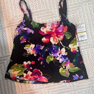 Maxine of Hollywood Camellia Floral Tankini Top Size 14 Scoop Neck NWT